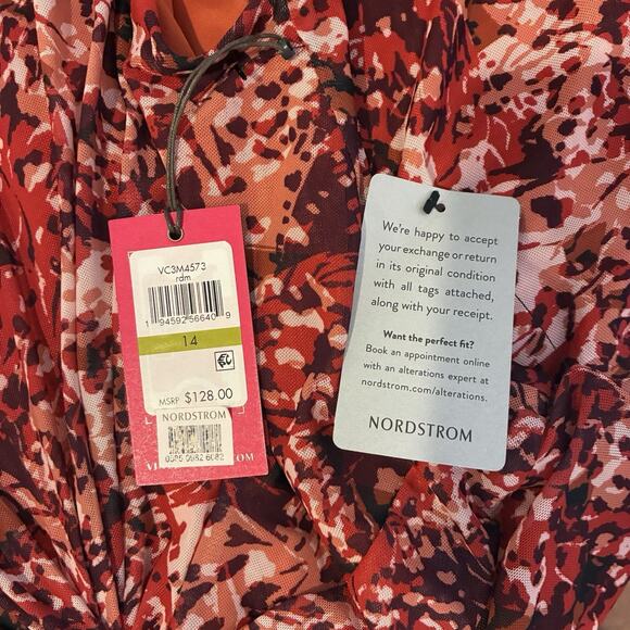 Vince Camuto Dress NWT Size 14 Elegant Ombre Mesh Line Midi Keyhole Neckline - Picture 6 of 8